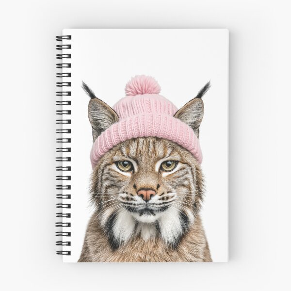 Item preview, Cozy Bobcat Wearing Pink Winter Hat Trendy Animal Fashion Artwork designed and sold by LazyOwlStore.