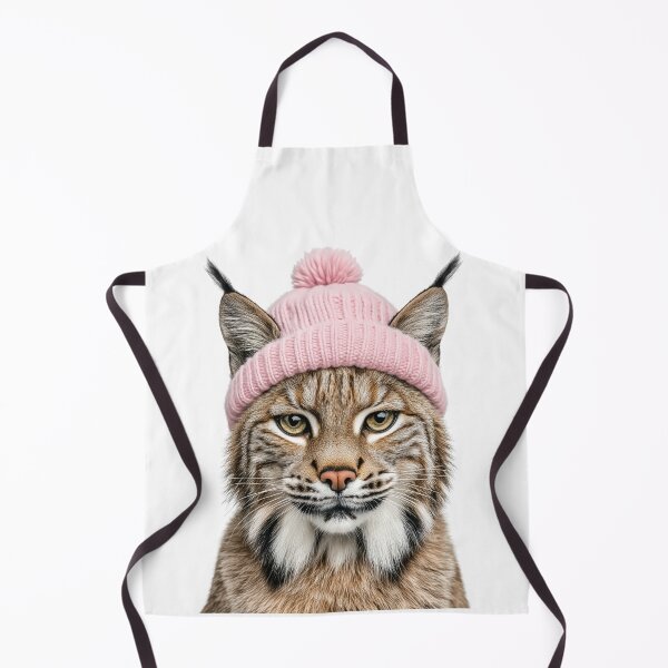 Item preview, Cozy Bobcat Wearing Pink Winter Hat Trendy Animal Fashion Artwork designed and sold by LazyOwlStore.