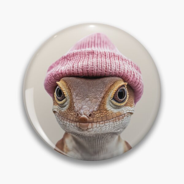 Item preview, Cozy Brown Anole Wearing Pink Winter Hat Trendy Animal Fashion Artwork designed and sold by LazyOwlStore.