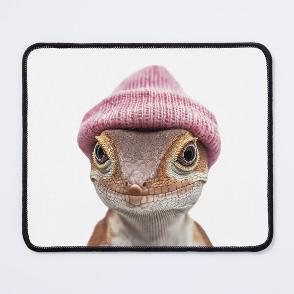 Item preview, Cozy Brown Anole Wearing Pink Winter Hat Trendy Animal Fashion Artwork designed and sold by LazyOwlStore.