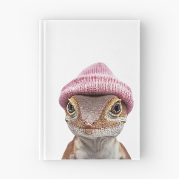 Item preview, Cozy Brown Anole Wearing Pink Winter Hat Trendy Animal Fashion Artwork designed and sold by LazyOwlStore.