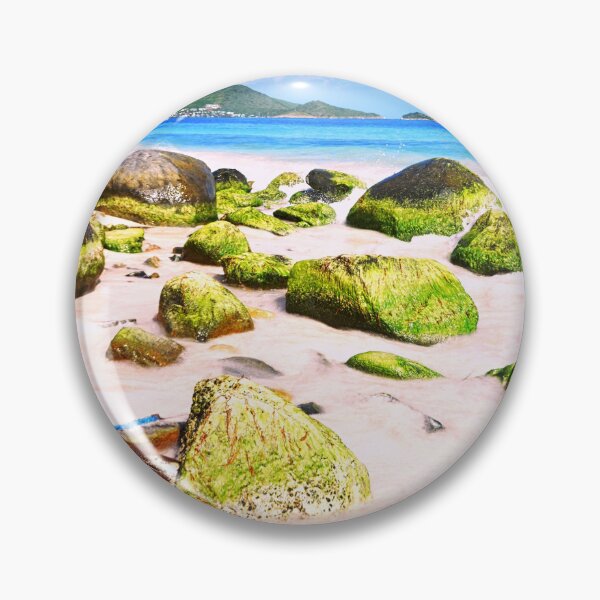 Item preview, Mossy Rocks On Orient Bay Saint Martin Vertical designed and sold by LisaWootenPhoto.