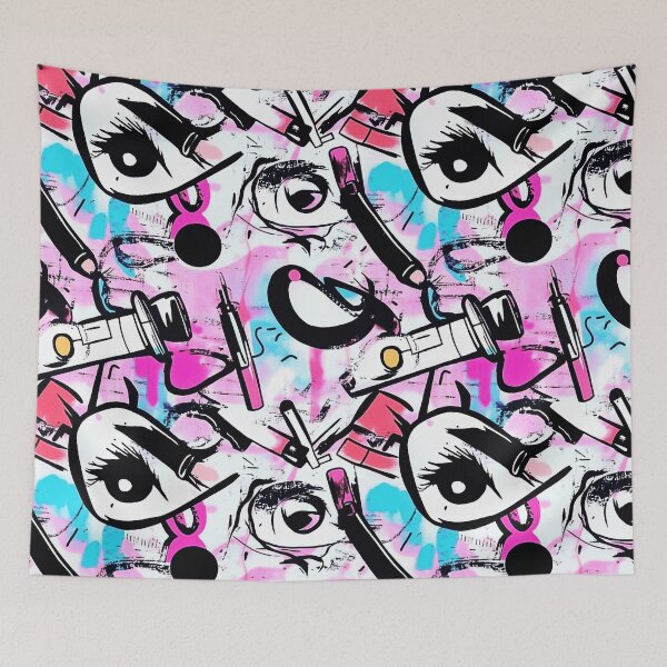 Item preview, Fashionable pattern with mascaras, pencils, and — Modern Beauty Essentials designed and sold by HEADMADE-TV.