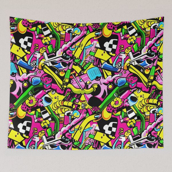 Item preview, Memphis Vertical Neon Rush — 80s Pop Retro Clash designed and sold by HEADMADE-TV.