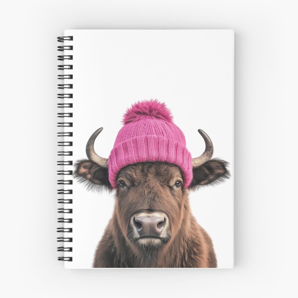 Item preview, Cozy Buffalo Wearing Pink Winter Hat Trendy Animal Fashion Artwork designed and sold by LazyOwlStore.