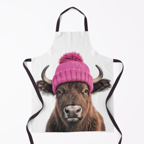 Item preview, Cozy Buffalo Wearing Pink Winter Hat Trendy Animal Fashion Artwork designed and sold by LazyOwlStore.