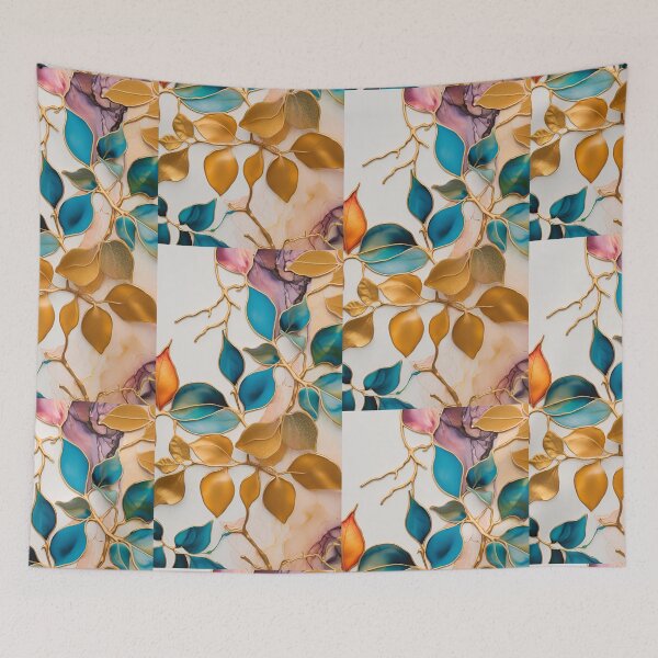 Item preview,  Colorful flower texture,  blue purple gold pattern, leaf pattern,  abstracitive pattern designed and sold by KolorellaS.