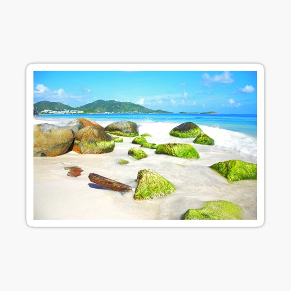 Item preview, Mossy Rocks On Orient Bay Saint Martin  designed and sold by LisaWootenPhoto.