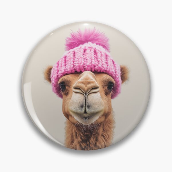 Item preview, Cozy Camel Wearing Pink Winter Hat Trendy Animal Fashion Artwork designed and sold by LazyOwlStore.