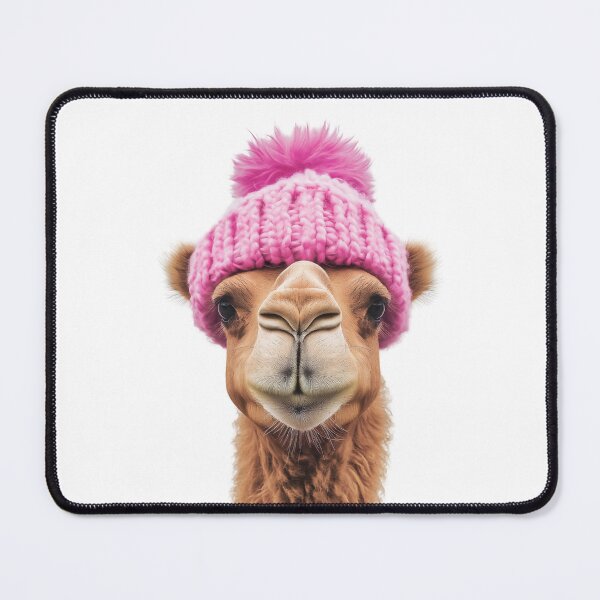 Item preview, Cozy Camel Wearing Pink Winter Hat Trendy Animal Fashion Artwork designed and sold by LazyOwlStore.