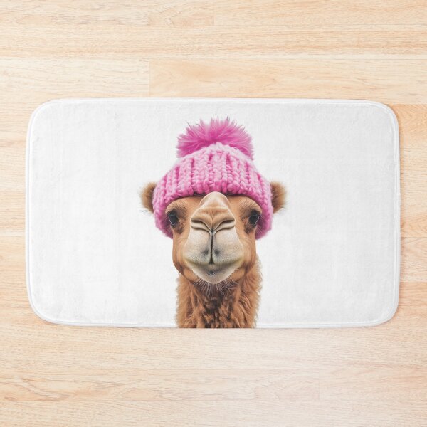 Item preview, Cozy Camel Wearing Pink Winter Hat Trendy Animal Fashion Artwork designed and sold by LazyOwlStore.