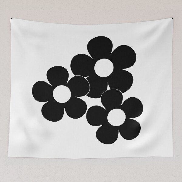 Item preview, 60's Flower Power Pop Flowers in Black and White designed and sold by MellowCat.