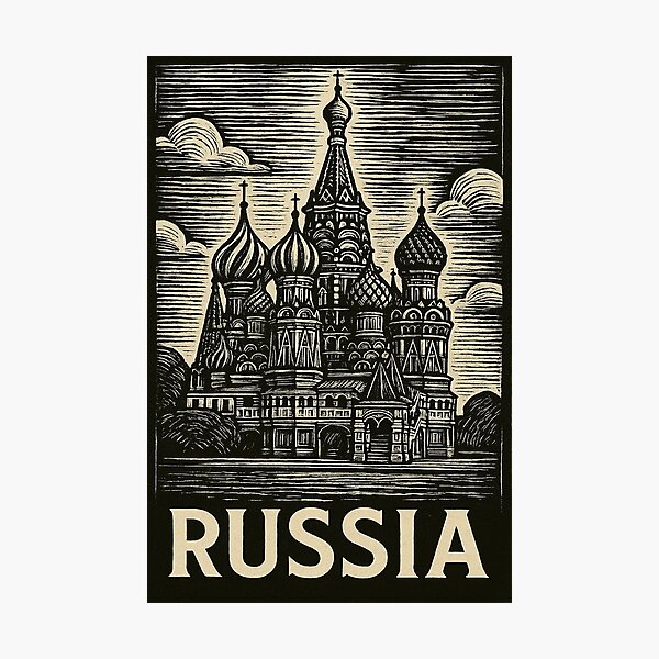 Item preview, Russia Linocut Style  designed and sold by Thistle-TShop.