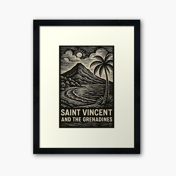Aperçu de l'œuvre Style de linogravure de Saint-Vincent-et-les Grenadines créée et vendue par Thistle-TShop.