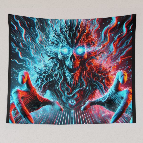 Item preview, Neon Terror – Electrified Spectral Demon in Fiery Chaos designed and sold by FusionCipher.