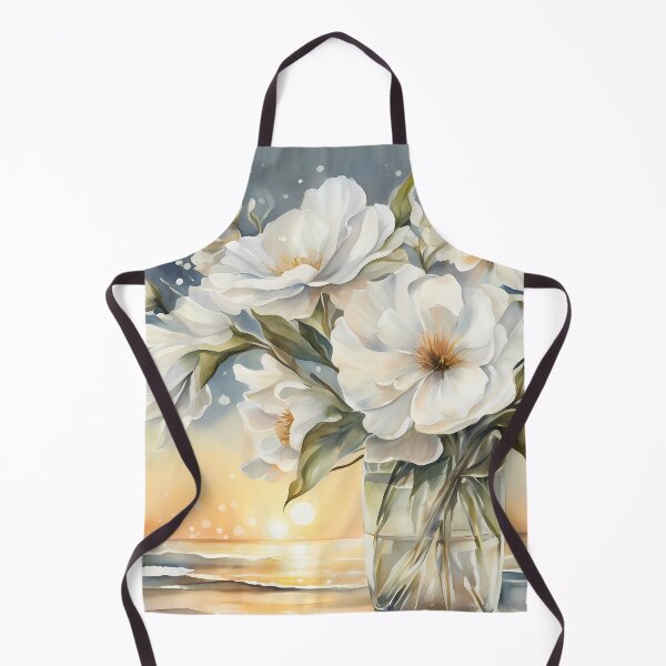 Item preview, White Flowers in Glass Vase designed and sold by CalmnessbyChoice.