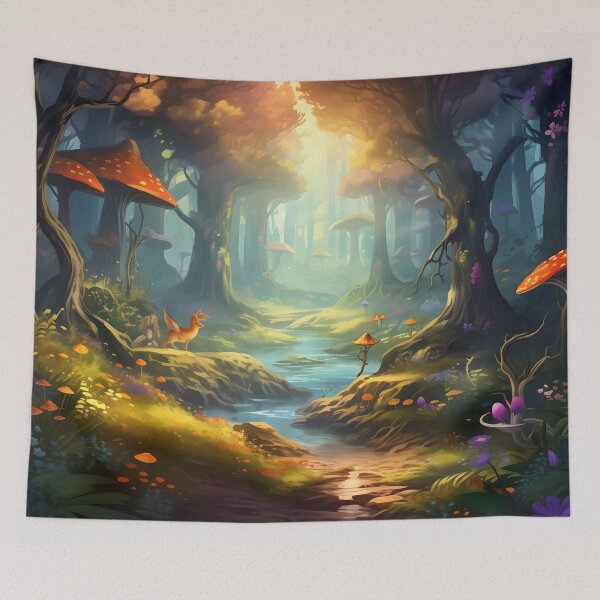 Item preview, Mystical Illumination: Towering Trees Alight with Wonder designed and sold by DrawnThreads.
