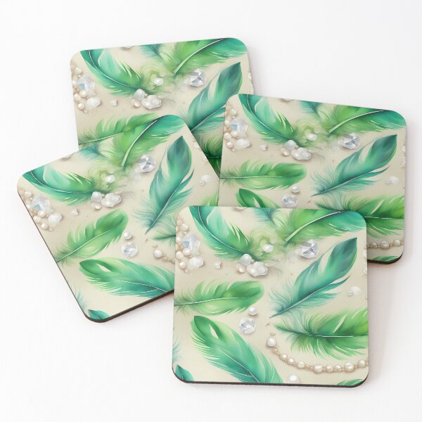 Item preview, Green Feathers and Pearls designed and sold by CalmnessbyChoice.