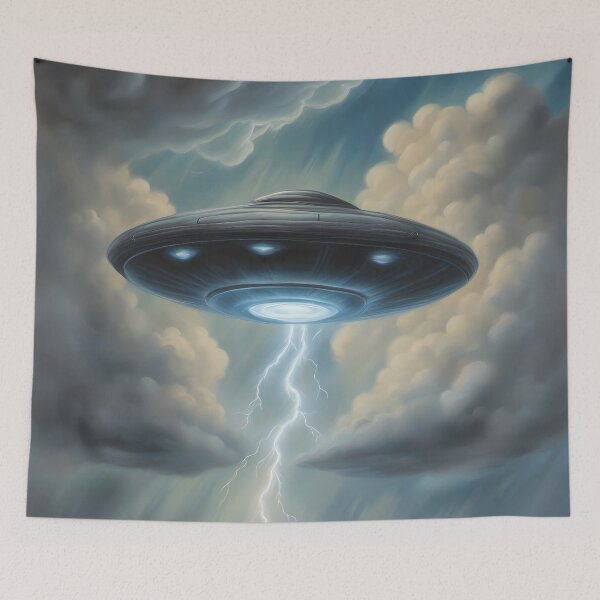 Item preview, Large UFO Above Country Road designed and sold by CalmnessbyChoice.