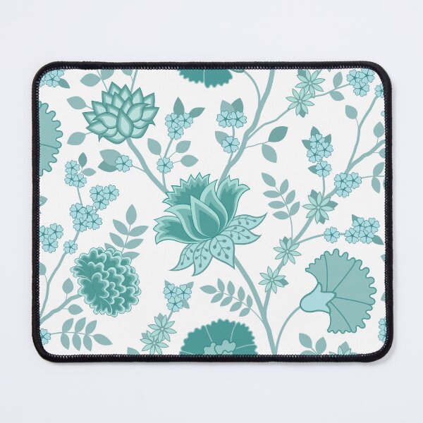 Item preview, Jacobean Floral Pattern Teals on White designed and sold by NataliePaskell.