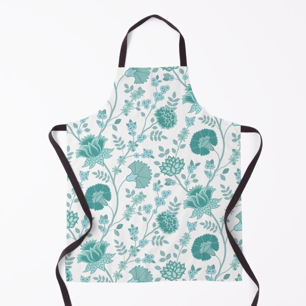 Item preview, Jacobean Floral Pattern Teals on White designed and sold by NataliePaskell.