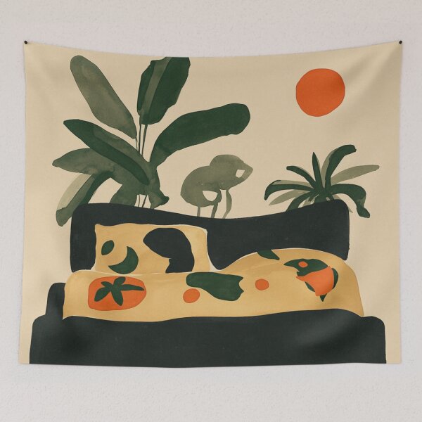 Item preview, Tropical Bedside Calm Bold Sun and Plant Modern Art in Earthy Tones designed and sold by trajeado14.