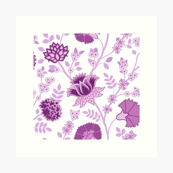 Item preview, Jacobean Floral Pattern Pinks on White designed and sold by NataliePaskell.
