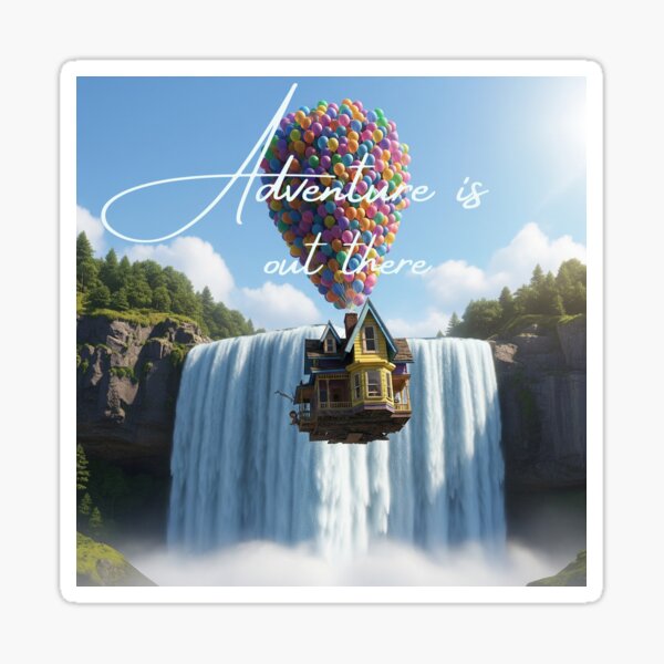 Item preview, Disney inspired UP house flying past a waterfall,  Adventure is out there.  designed and sold by RennlyDesigns.
