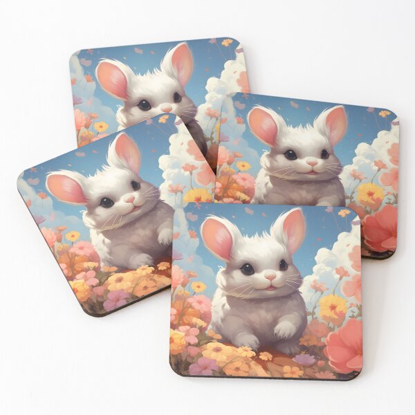 Item preview, Floral Elegance: Chinchilla's Poise Amidst Nature's Palette designed and sold by DrawnThreads.