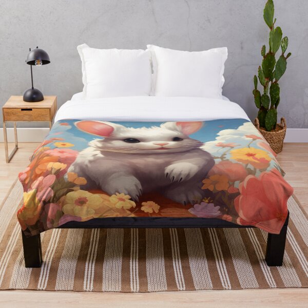 Item preview, Floral Elegance: Chinchilla's Poise Amidst Nature's Palette designed and sold by DrawnThreads.