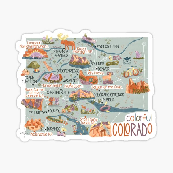Item preview, Colorful Colorado Artistic Map designed and sold by Quirks of Art Co..