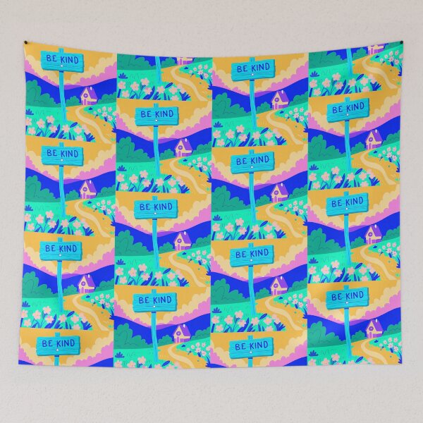 Item preview, "Be Kind" Sign in Whimsical Landscape designed and sold by ART ATTACK ZONE.