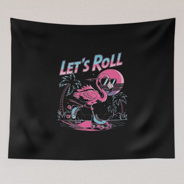 Item preview, Retro Flamingo Skating Design – Let’s Roll 80s Aesthetic Vaporwave Art designed and sold by love3617.