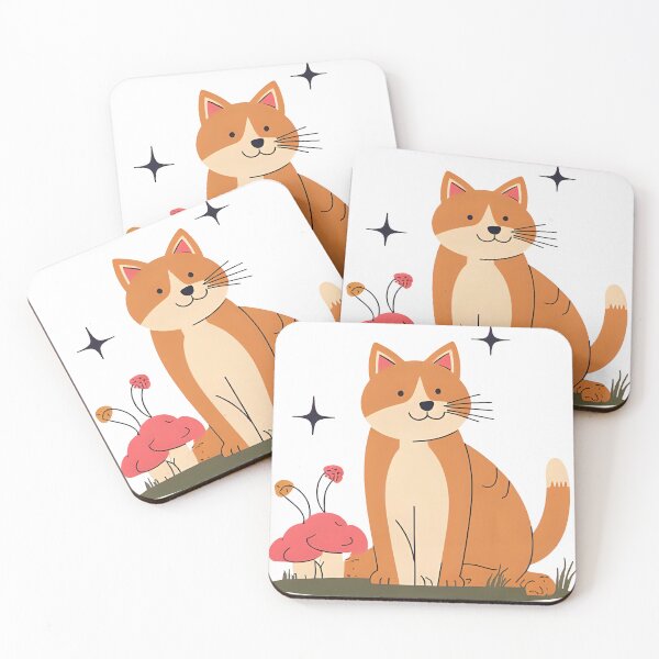 Item preview, ginger cottage core cat with celestial sparkles and mushrooms designed and sold by deignsbyphoebe.