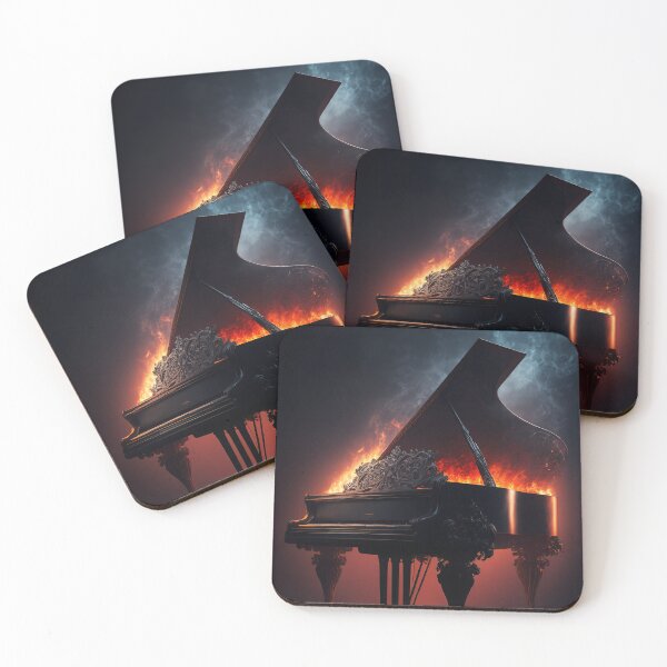 Item preview, Gothic Grand Piano in Dark Flames – Forbidden Elegance Art designed and sold by ArtiQreate.
