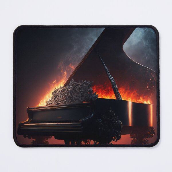 Item preview, Gothic Grand Piano in Dark Flames – Forbidden Elegance Art designed and sold by ArtiQreate.