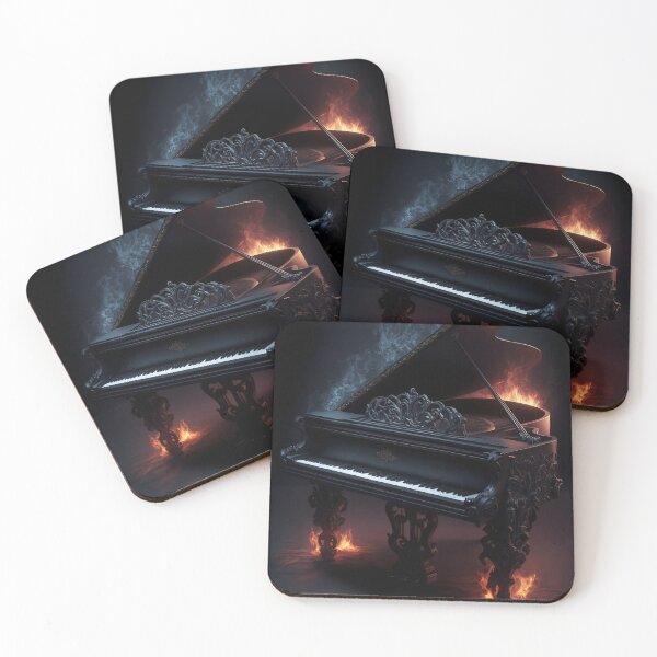 Item preview, Gothic Grand Piano in Dark Flames – Forbidden Elegance Art designed and sold by ArtiQreate.