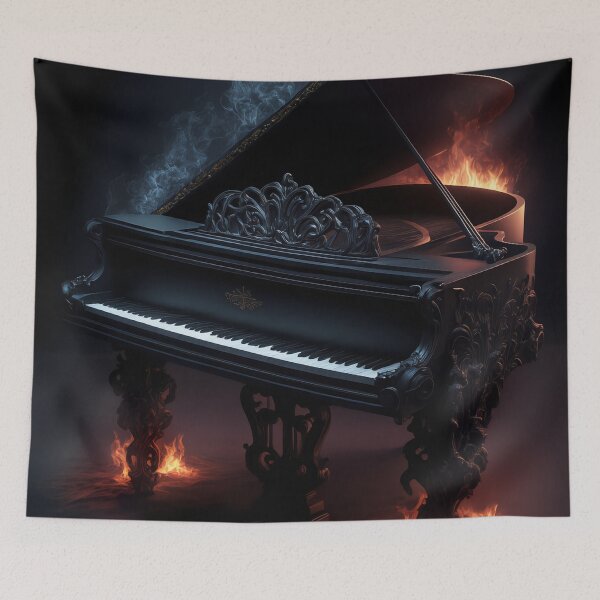 Item preview, Gothic Grand Piano in Dark Flames – Forbidden Elegance Art designed and sold by ArtiQreate.