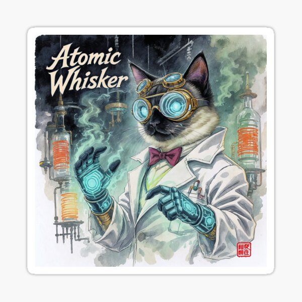 Item preview, Atomic Whisker – Sci-Fi Scientist Cat Poster designed and sold by HaGao-Lab.