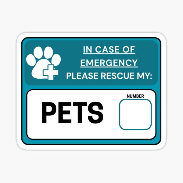 Item preview, Pets Emergency Sticker | Blue designed and sold by FoxfernStudio.