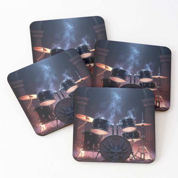 Item preview, Gothic Drum Kit in Dark Flames – Forbidden Rhythm Art designed and sold by ArtiQreate.