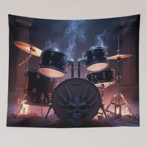 Item preview, Gothic Drum Kit in Dark Flames – Forbidden Rhythm Art designed and sold by ArtiQreate.
