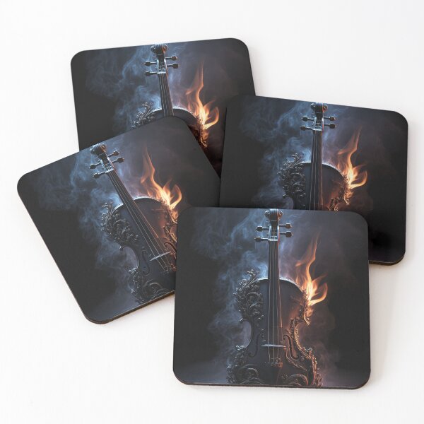 Item preview, Gothic Violin in Mystical Flames – Forbidden Elegance Art designed and sold by ArtiQreate.