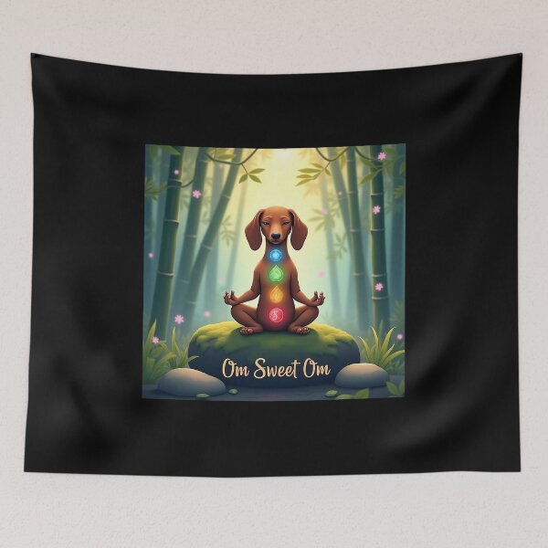 Item preview, Om Sweet Om – Meditating Dachshund Chakra Yoga Dog Illustration designed and sold by TheLongPaw.