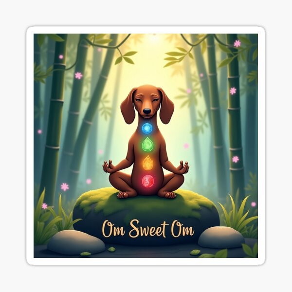 Item preview, Om Sweet Om – Meditating Dachshund Chakra Yoga Dog Illustration designed and sold by TheLongPaw.