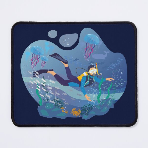 Item preview, Underwater Discovery – Scuba Diver and Ocean Life Illustration designed and sold by MerchYouSearch.