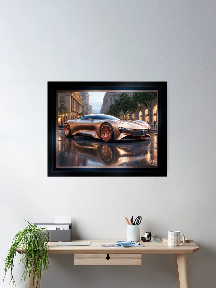 The Luxurious Copper Grand Tourer, A Vision Of Automotive Elegance, Alluring AI Concept Art by Xzendor7 Wall Decor Poster Art Print