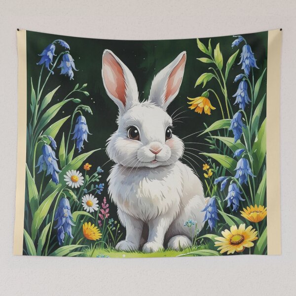 Artikelvorschau, Niedlicher und entzückender Hase sitzt umgeben von Wildblumen entworfen und verkauft von Nature's Palette.
