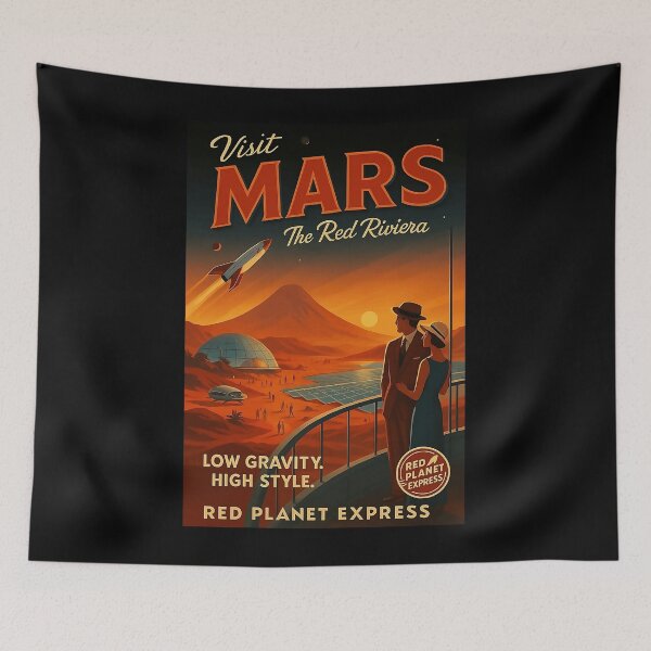Item preview, Visit Mars – The Red Riviera | Retro Space Travel Art designed and sold by Lowtech.