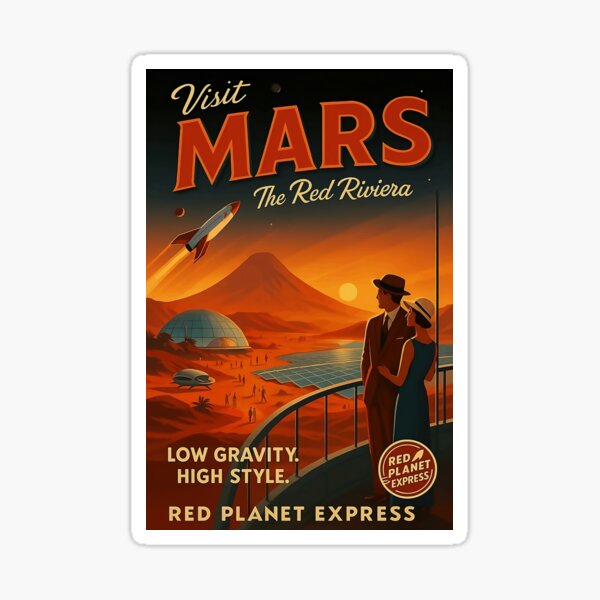 Item preview, Visit Mars – The Red Riviera | Retro Space Travel Art designed and sold by Lowtech.